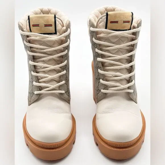 Gucci Cream and Tan Heeled Boots - Picture 2 of 14